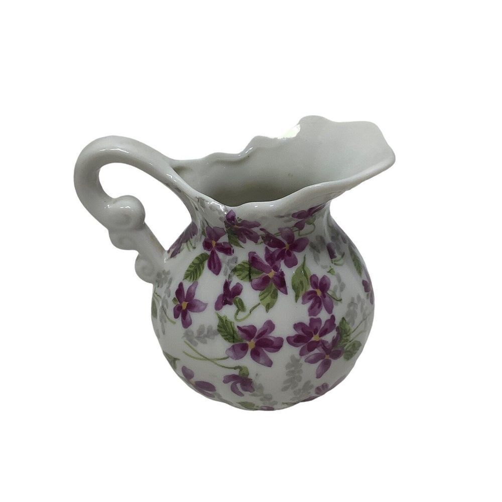 Vintage Inarco Chintz Purple Floral Violets Creamer‎ Porcelain Japan E 4982